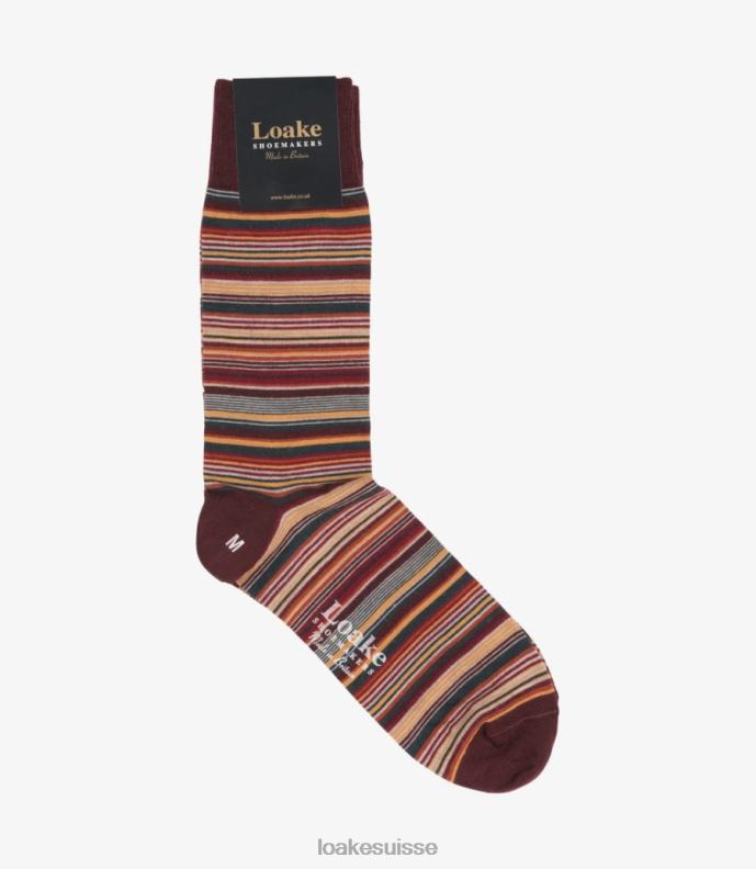 accessoires Loake chaussettes bordeaux à fines rayures multicolore JR680262