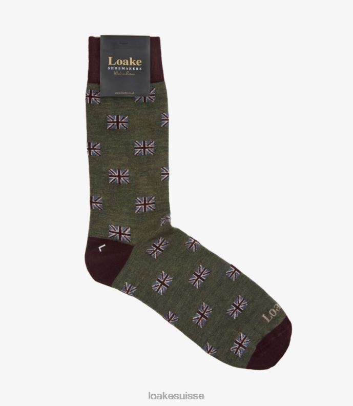 accessoires Loake union jack chaussettes olive JR680248