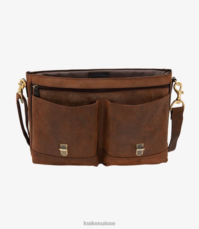 cuir Loake porte-documents blackfriars daim ciré marron JR680229