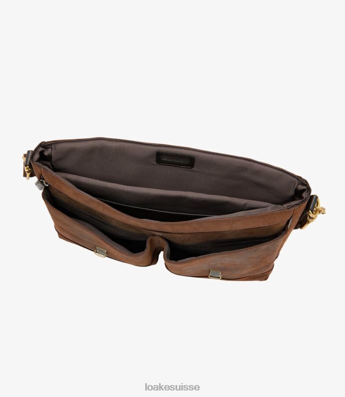 cuir Loake porte-documents blackfriars daim ciré marron JR680229