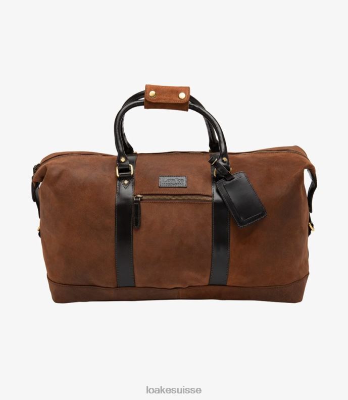 cuir Loake sac week-end cornouailles daim ciré marron JR680223
