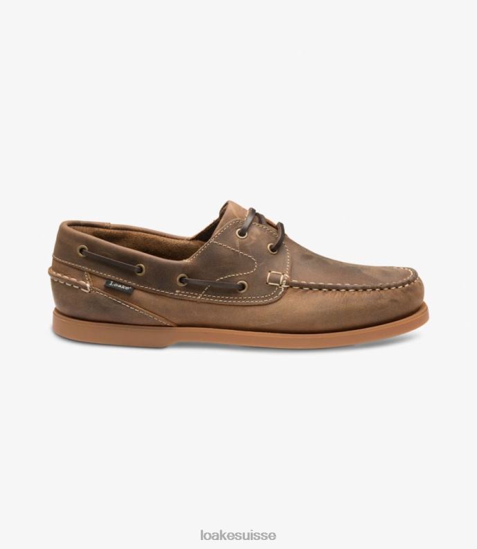 Chaussure bateau Loake Lymington nubuck huilé marron JR68079